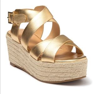 Joie Gaelyn Gold Espadrille Wedge Platform Sandal